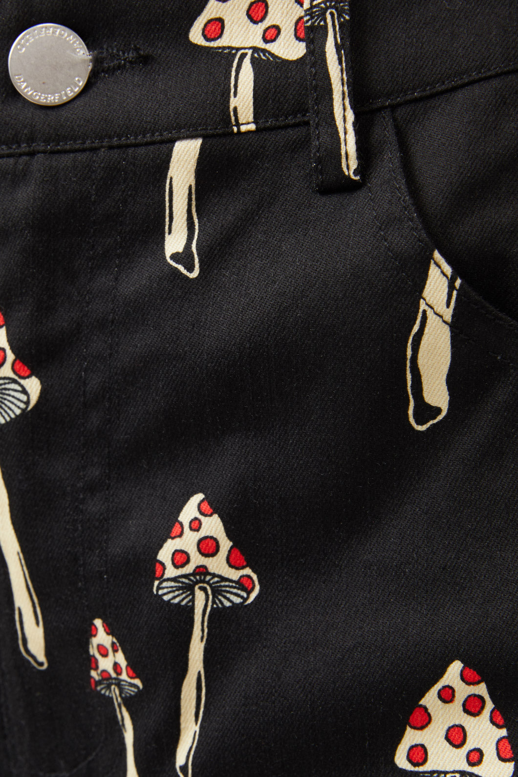Stylish All - Over Mushroom Print Wide Leg Cotton Drill Pants