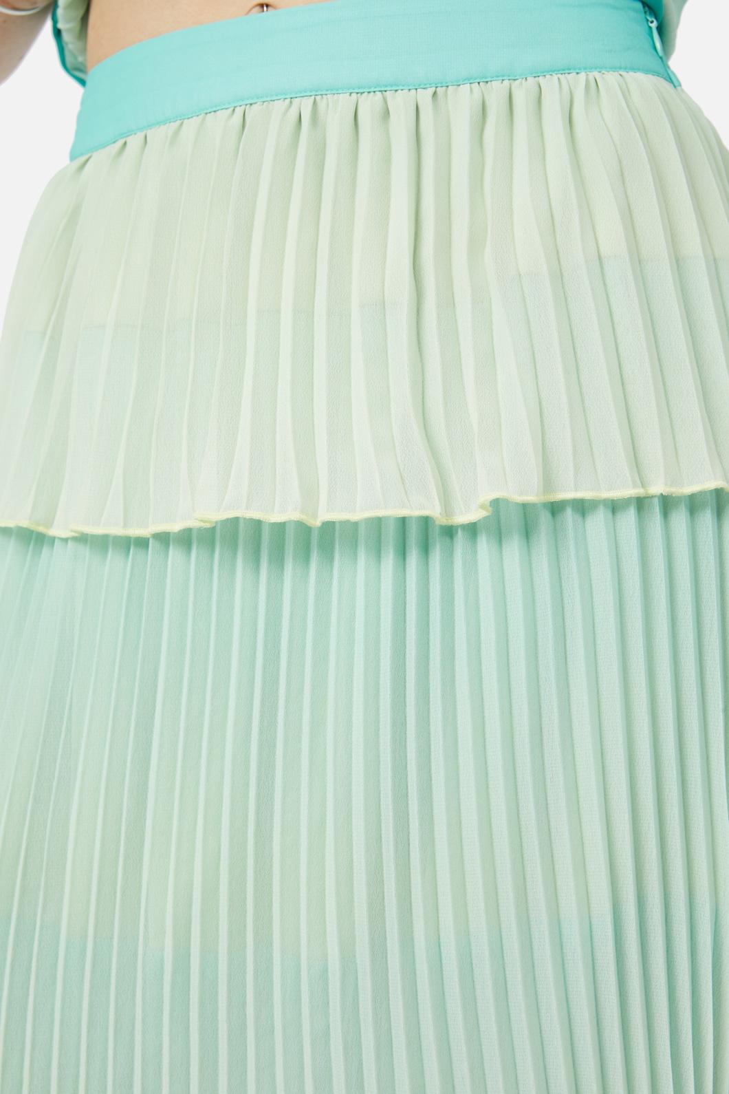 Teal Polyester Shell-Inspired Tiered Mermaid Skirt