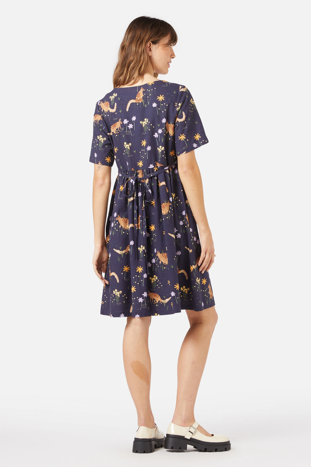 Australian Numbat Printed Mini Short Sleeve Smock Dress