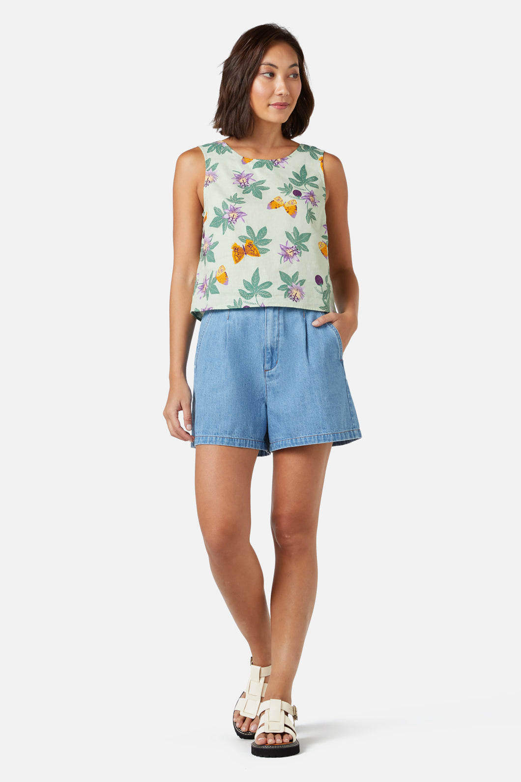 Lightweight Mint Passionfruit Printed Shell Summer Top