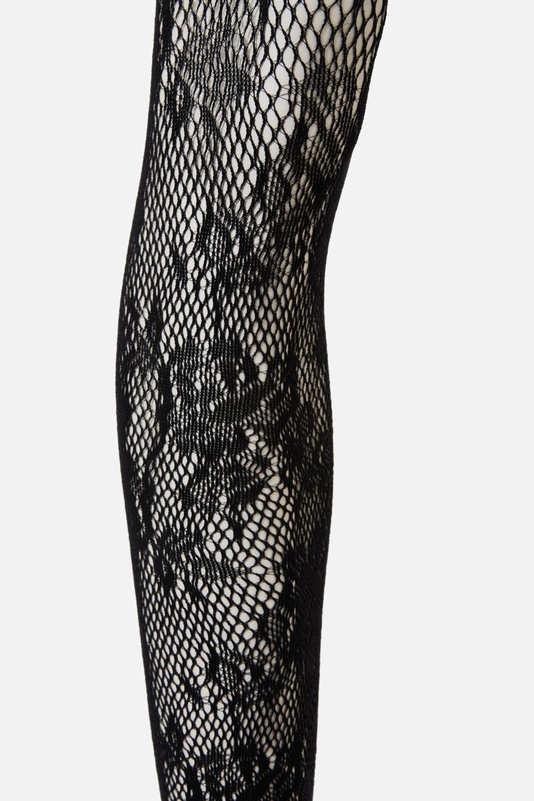 Stretchy Multi - Mesh Full - Length Black Fishnet Tights