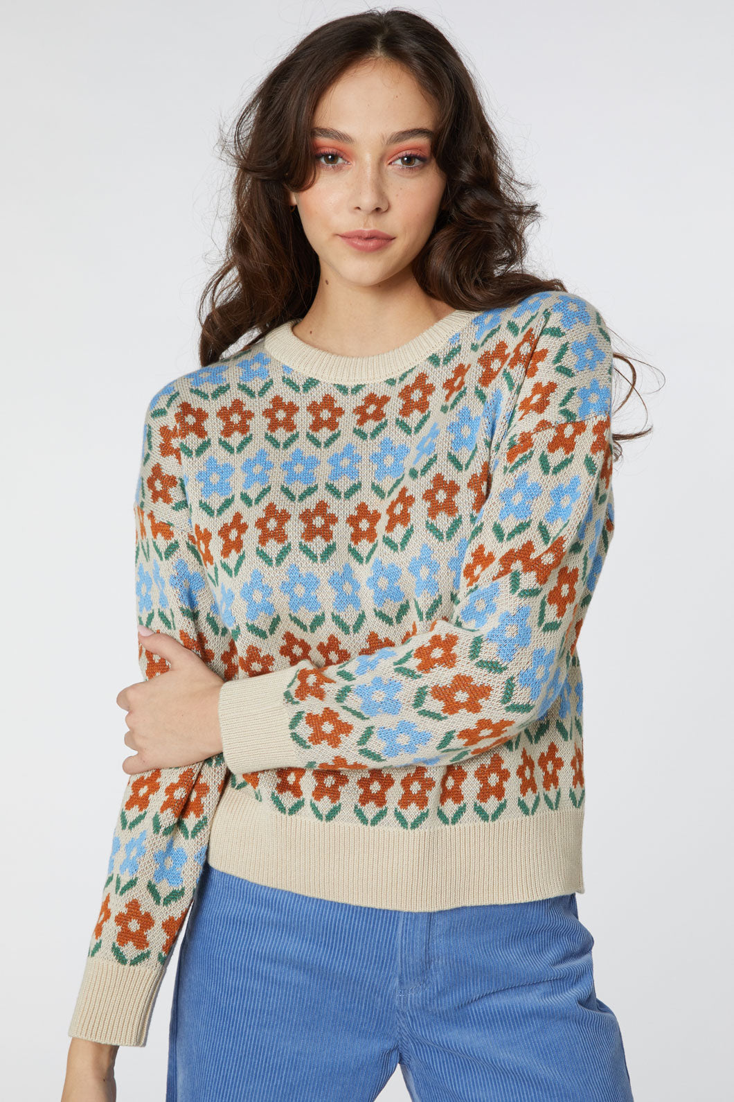 Charming Penny Floral Knit Sweater for a Fashionable Wardrobe