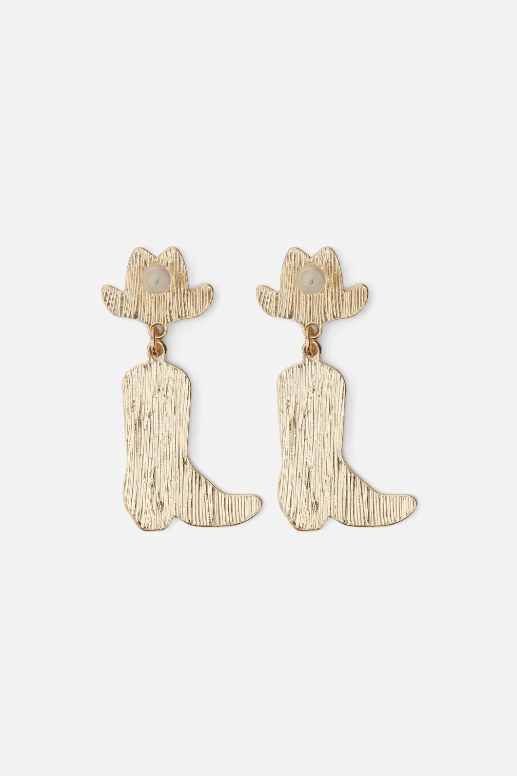 Stylish Pink Western Cowboy Outlaw Stud Earrings with Hat and Boot Charms