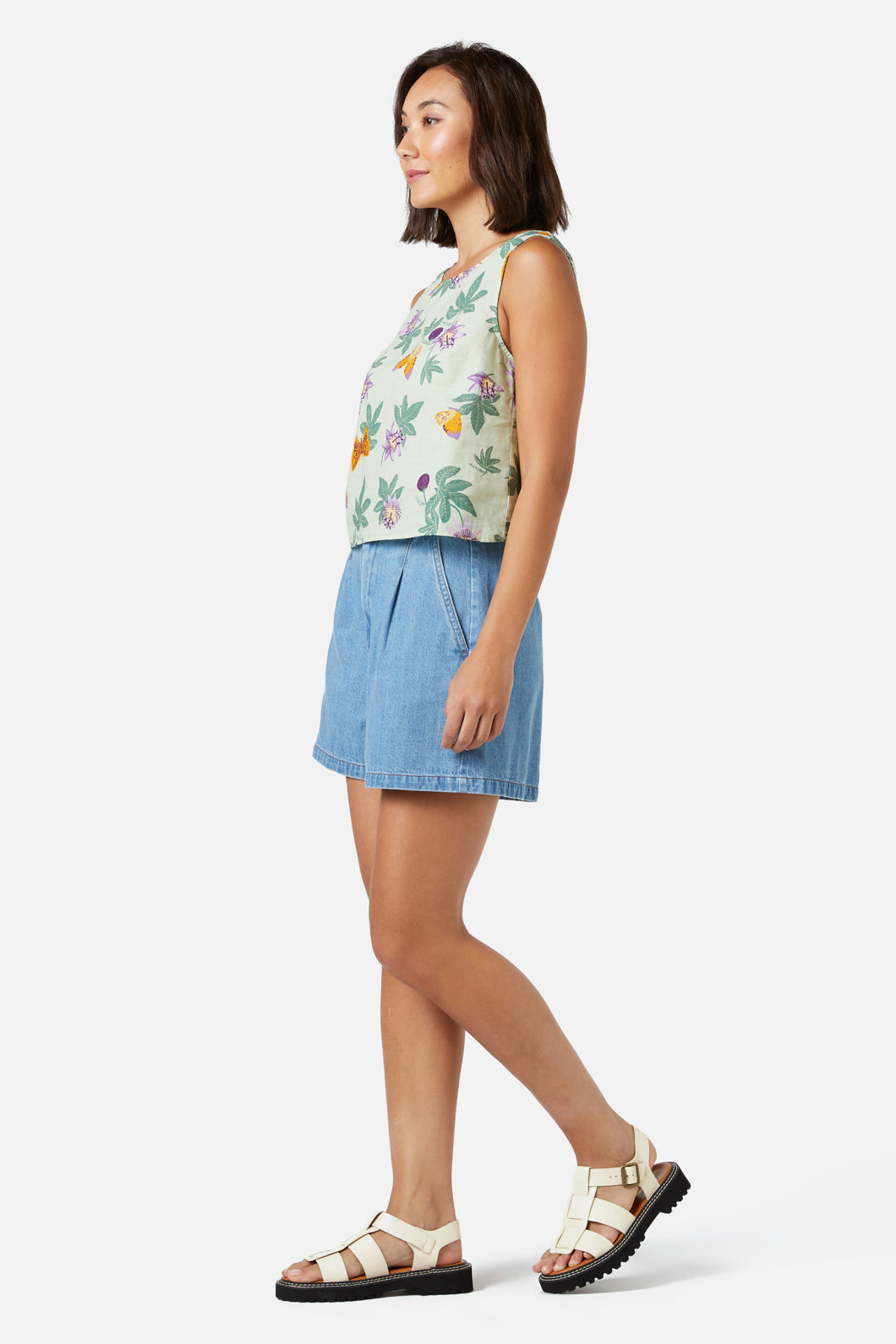 Lightweight Mint Passionfruit Printed Shell Summer Top