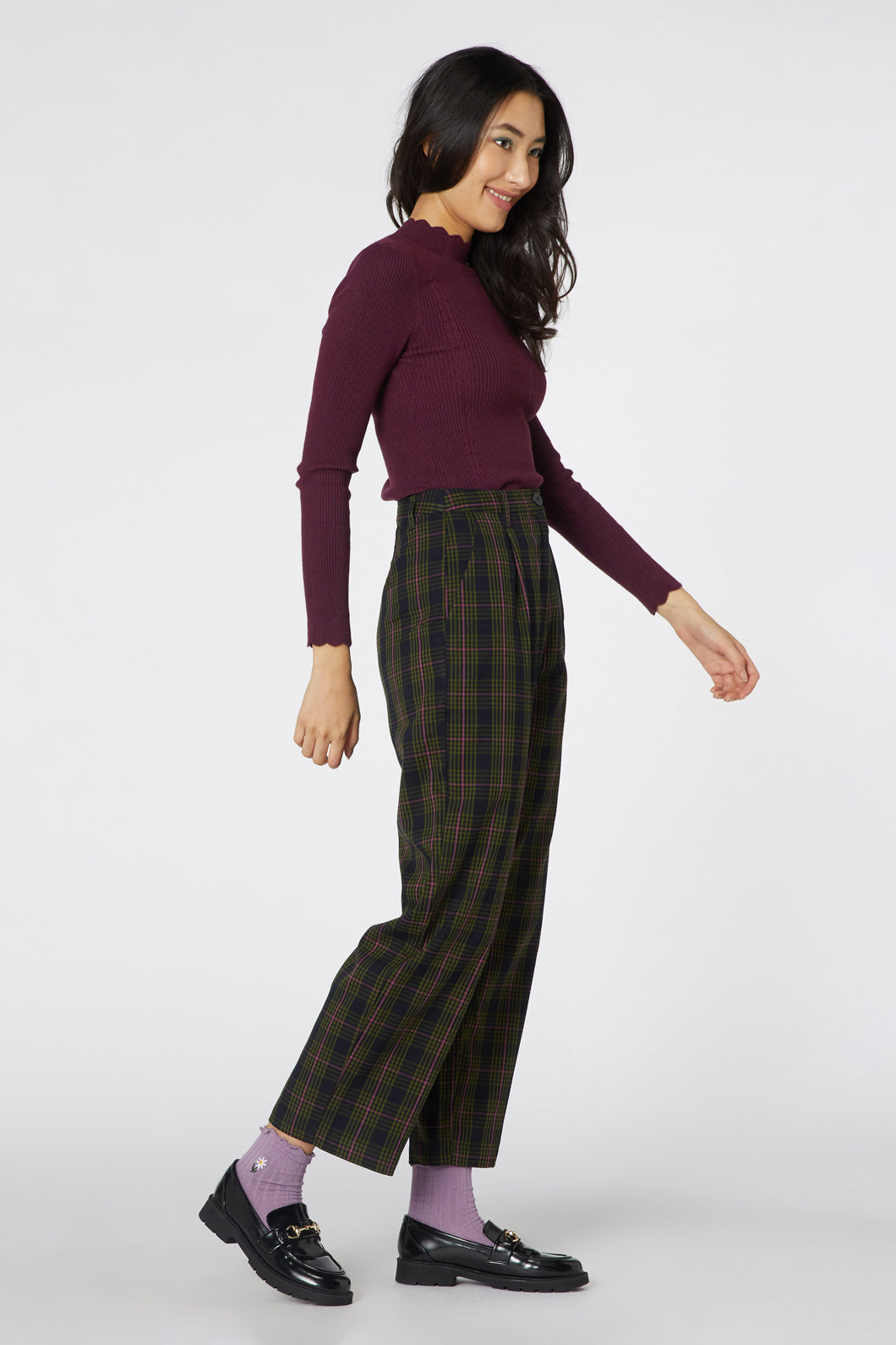 Stylish Molly Check Patterned Tapered Dress Pants