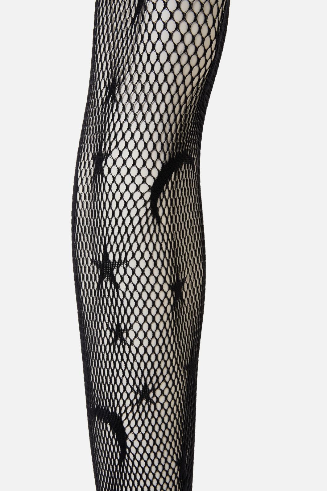 Cool Full-Length Black Stars and Moons Fishnet Tights