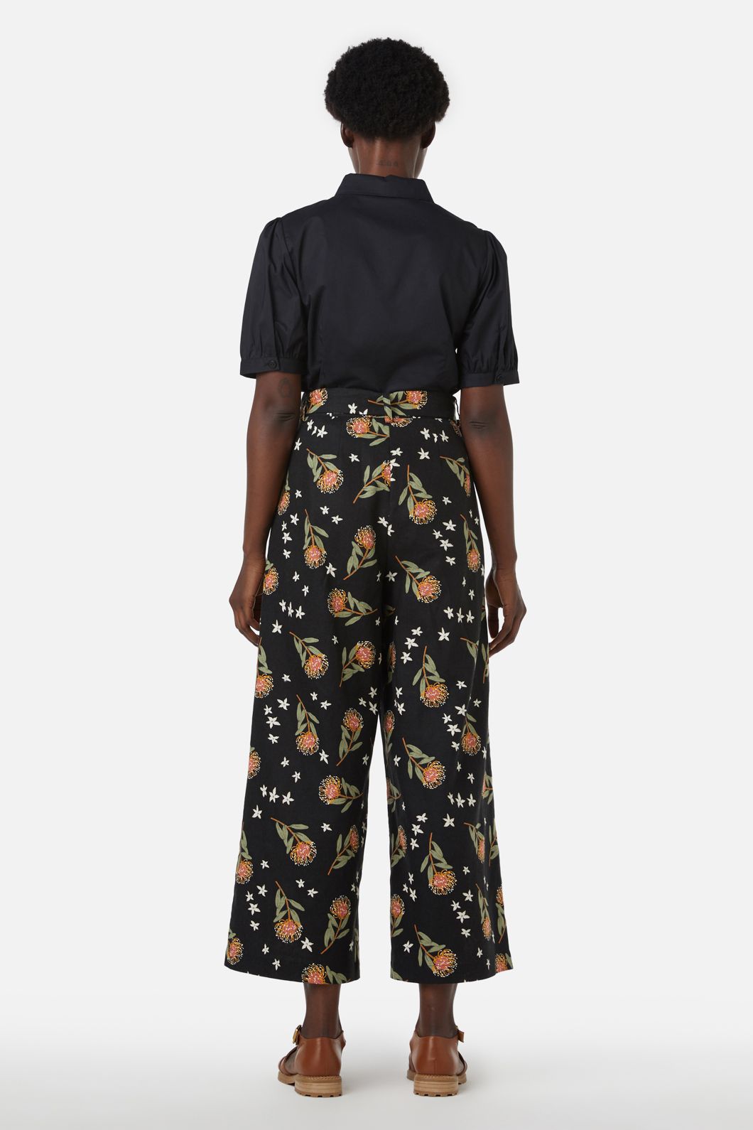 Stylish Pin Cushion Protea Printed High - Waisted Women's Pants