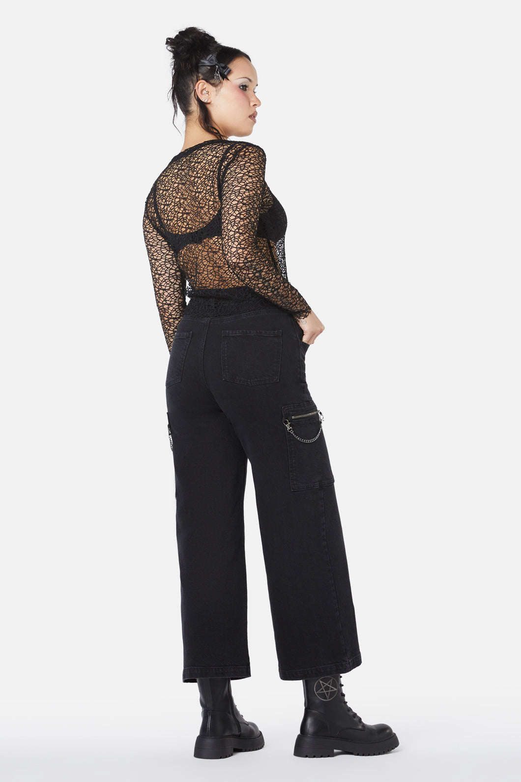 Popular Mortal Cobweb - Designed Webbed Mesh Long - Sleeve Top for Fashion