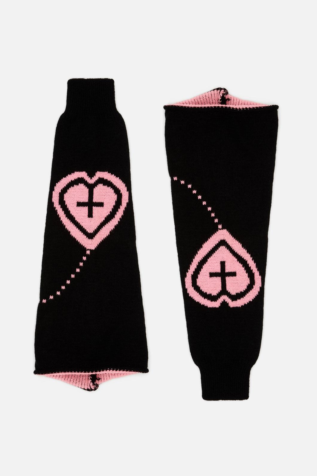 Stylish Pink and Black One-Size Ribbed Leg Warmers for Fashion Accessorizing