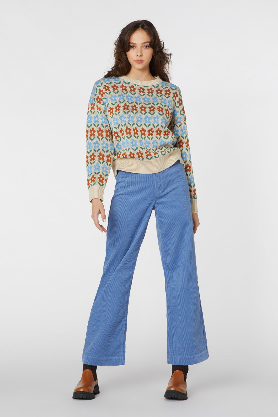 Charming Penny Floral Knit Sweater for a Fashionable Wardrobe