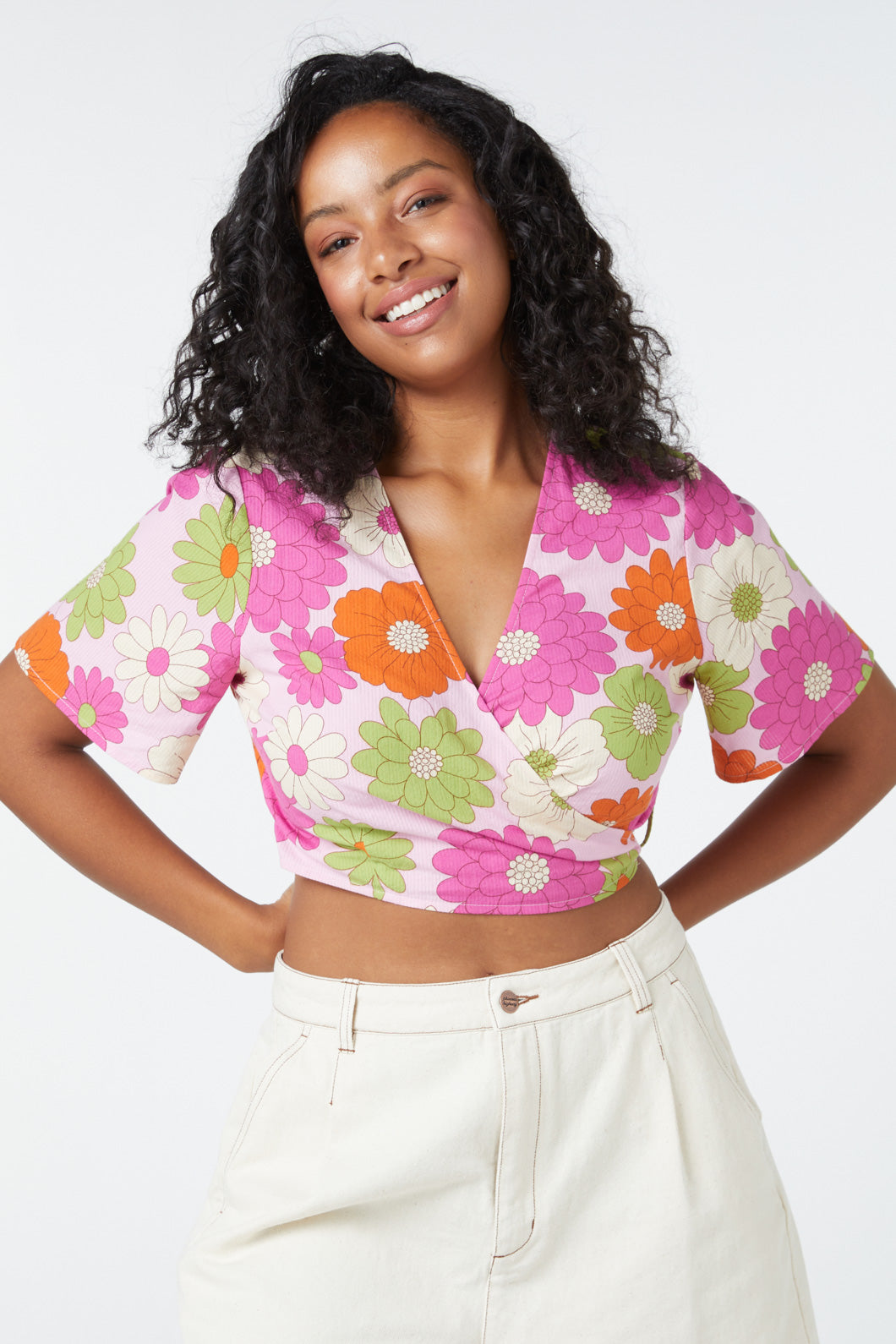Stylish Susan Floral Wrap Women's Top
