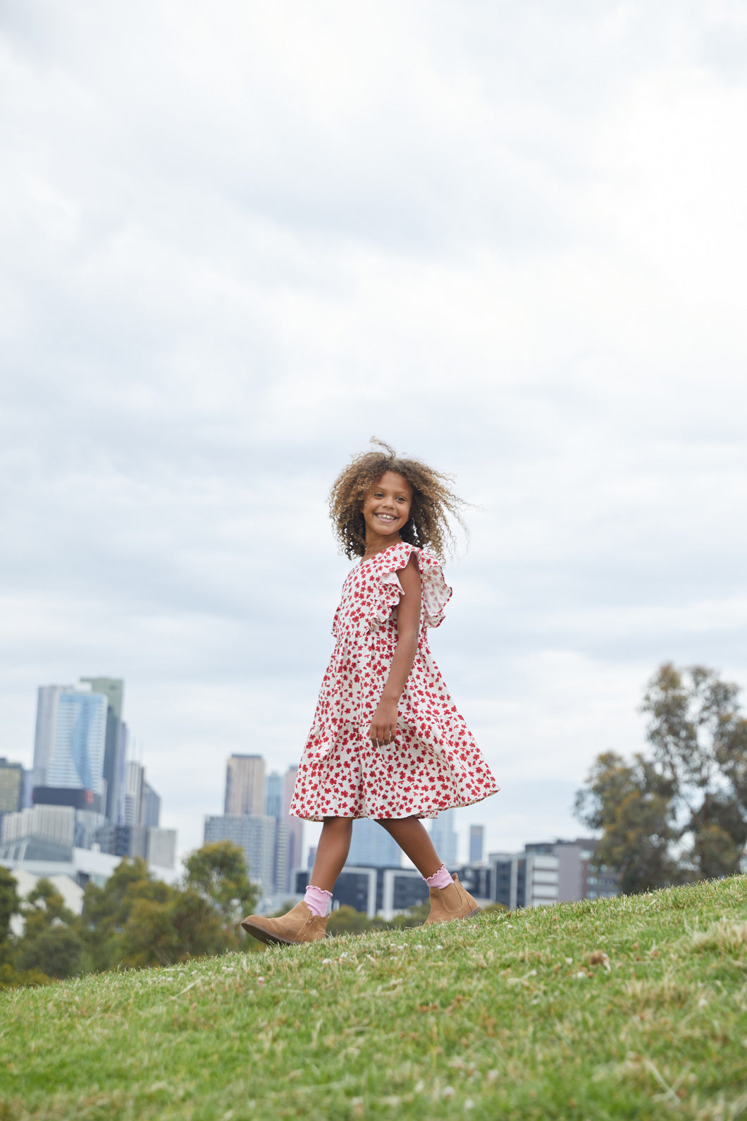 Charming Mille Fleur Print Kids' Fashion Dress