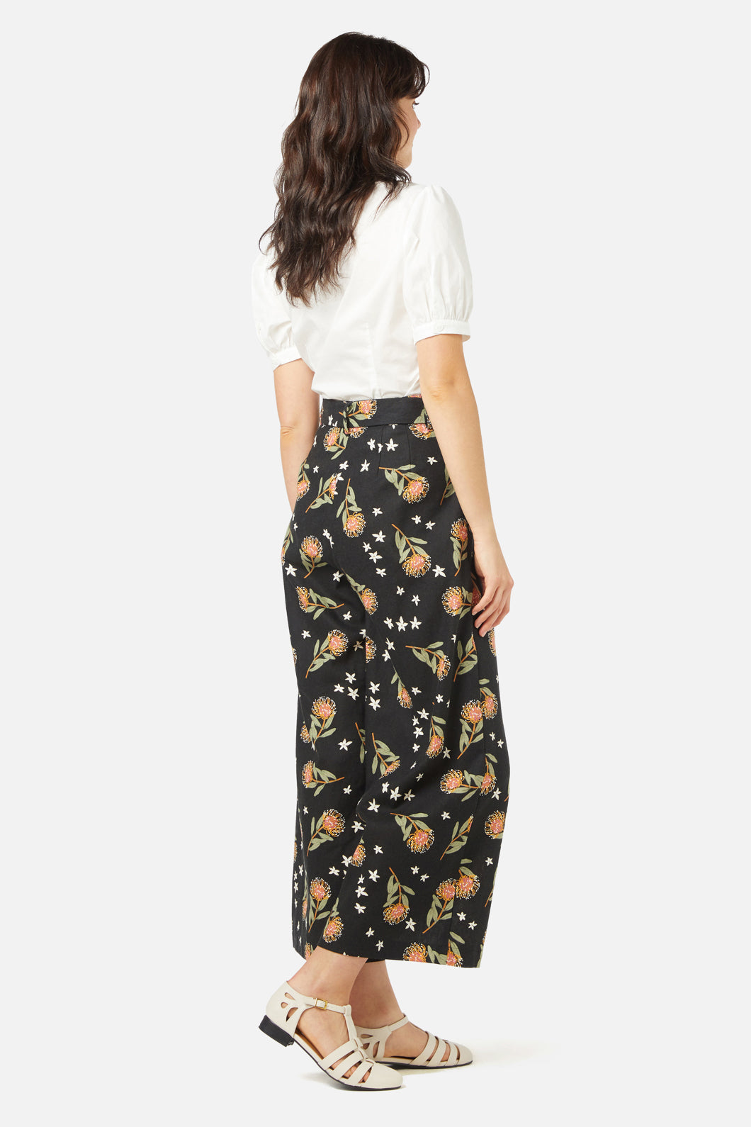 Stylish Pin Cushion Protea Printed High - Waisted Women's Pants