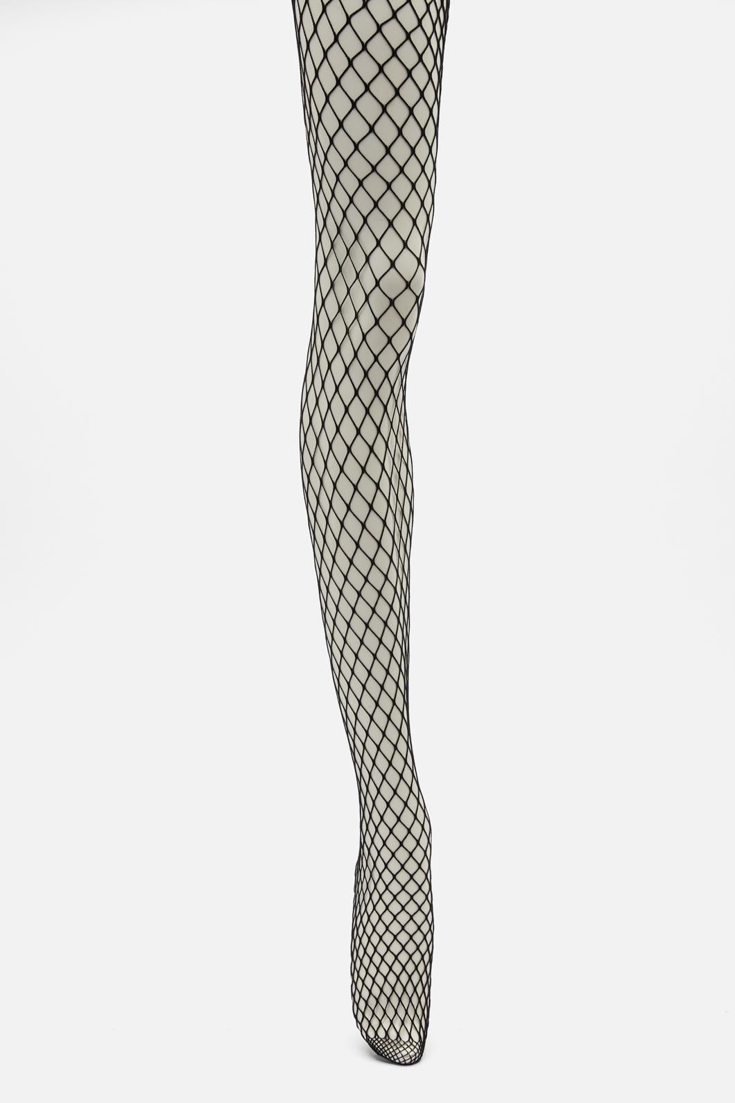 Full-Length Plus Size Wide Mesh Black Fishnet Tights