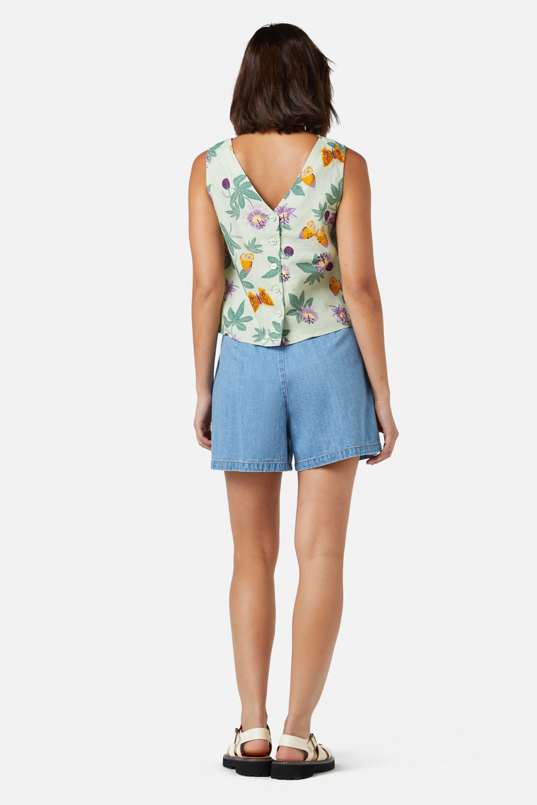 Lightweight Mint Passionfruit Printed Shell Summer Top