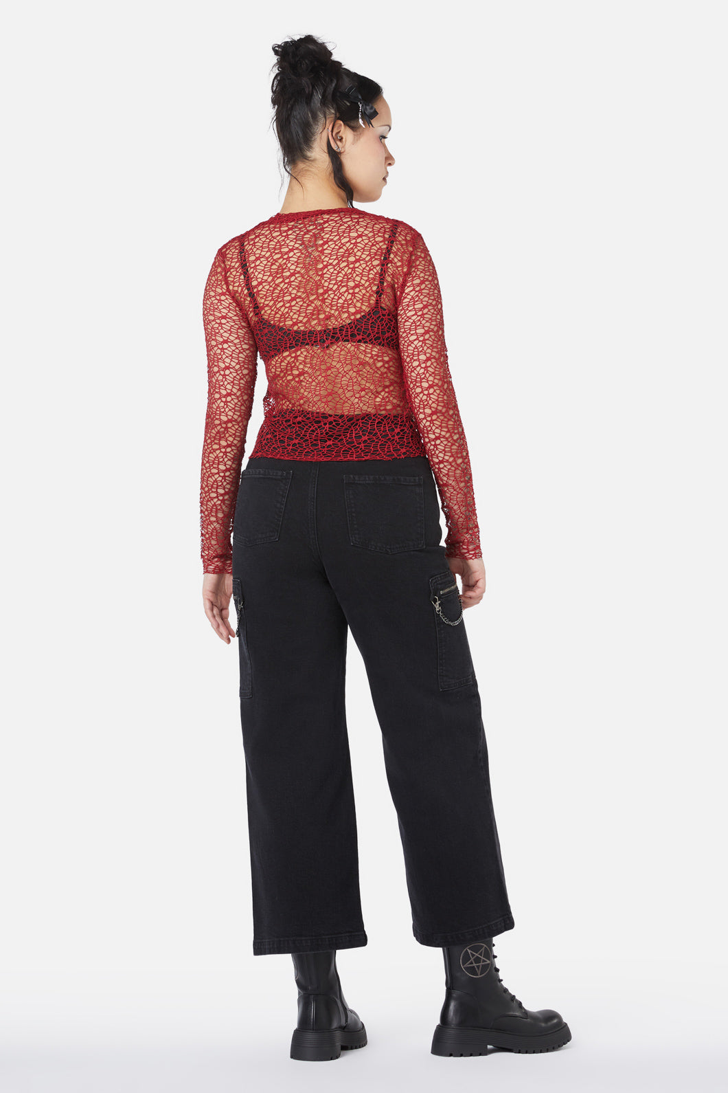 Popular Mortal Cobweb - Designed Webbed Mesh Long - Sleeve Top for Fashion