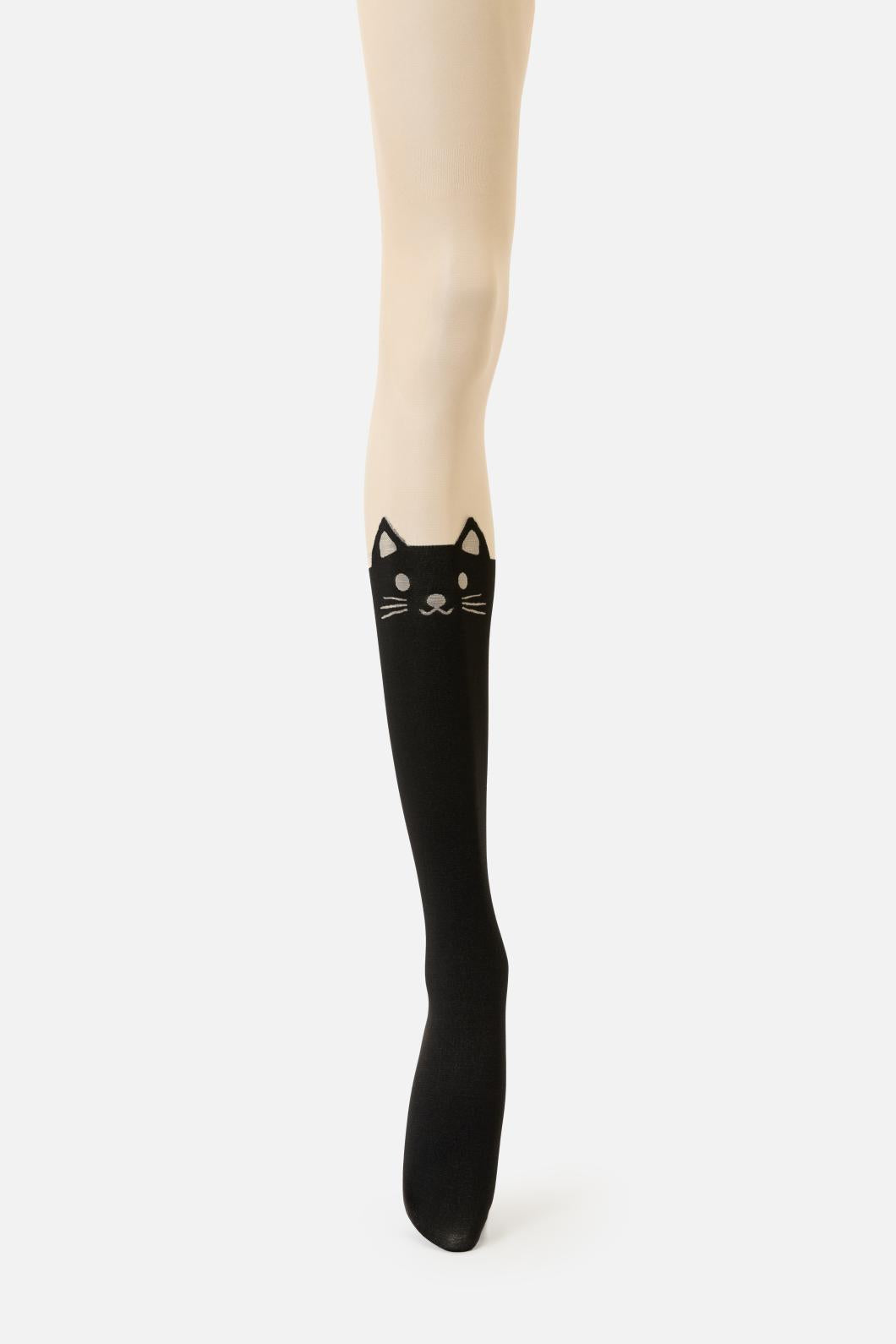 Adorable Full-Length Cat Face Design Tights with Generous Stretch