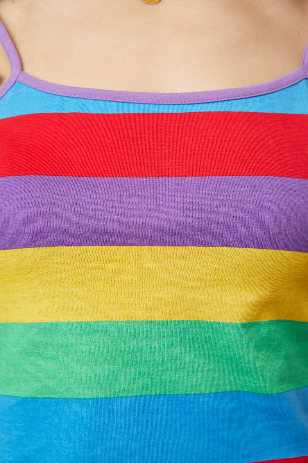 Fashionable Rainbow Striped Cropped Women's Singlet Top