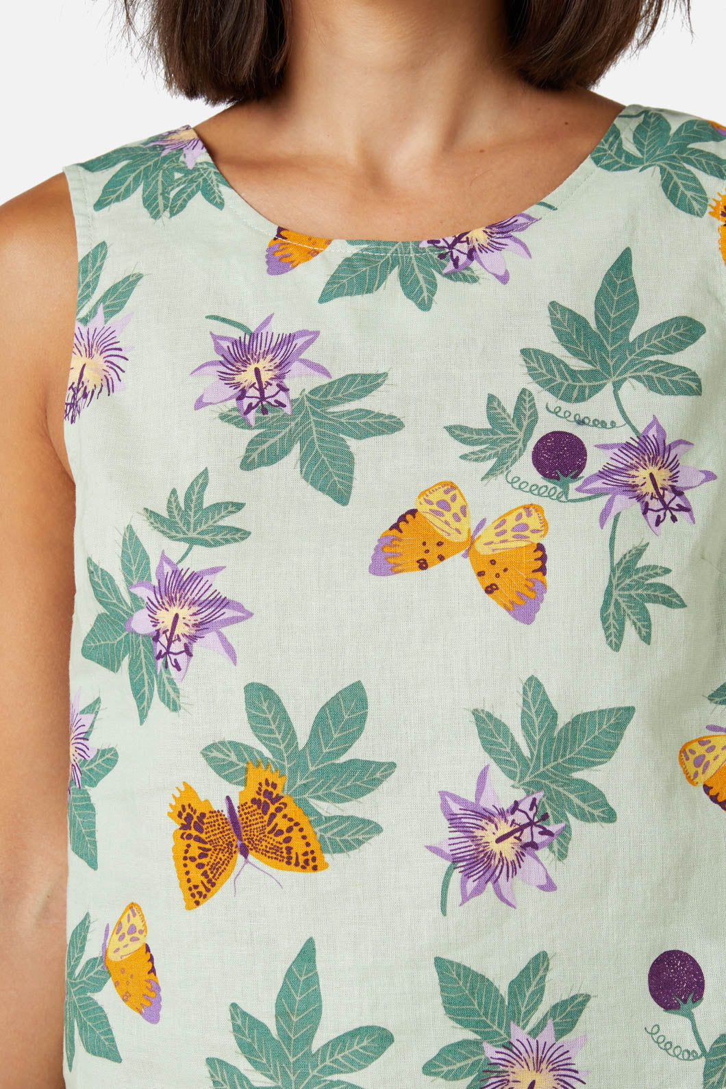Lightweight Mint Passionfruit Printed Shell Summer Top