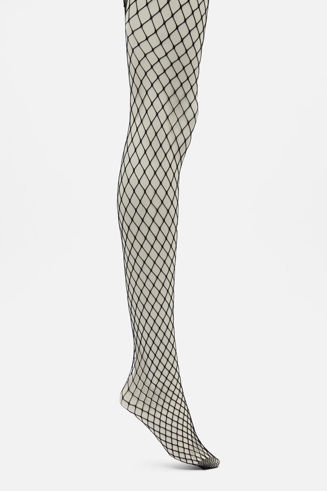 Full-Length Plus Size Wide Mesh Black Fishnet Tights