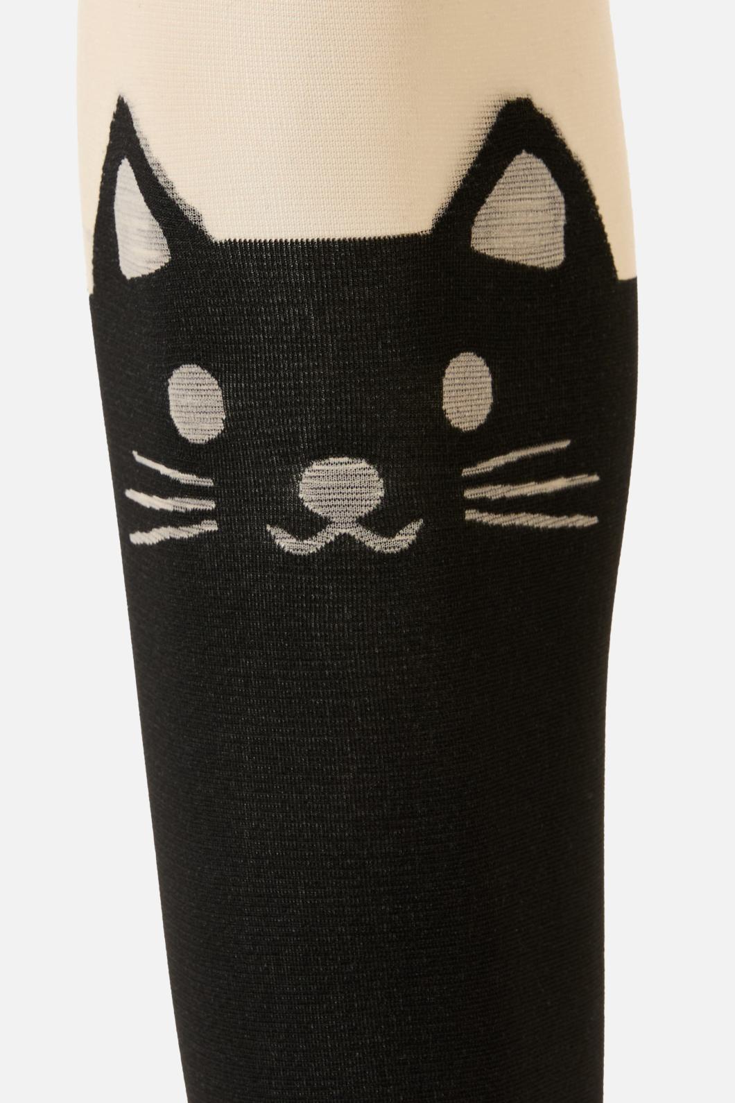 Adorable Full-Length Cat Face Design Tights with Generous Stretch