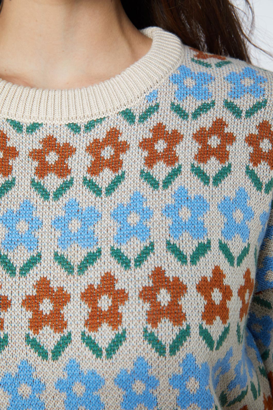 Charming Penny Floral Knit Sweater for a Fashionable Wardrobe