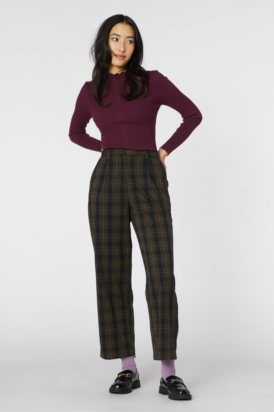Stylish Molly Check Patterned Tapered Dress Pants