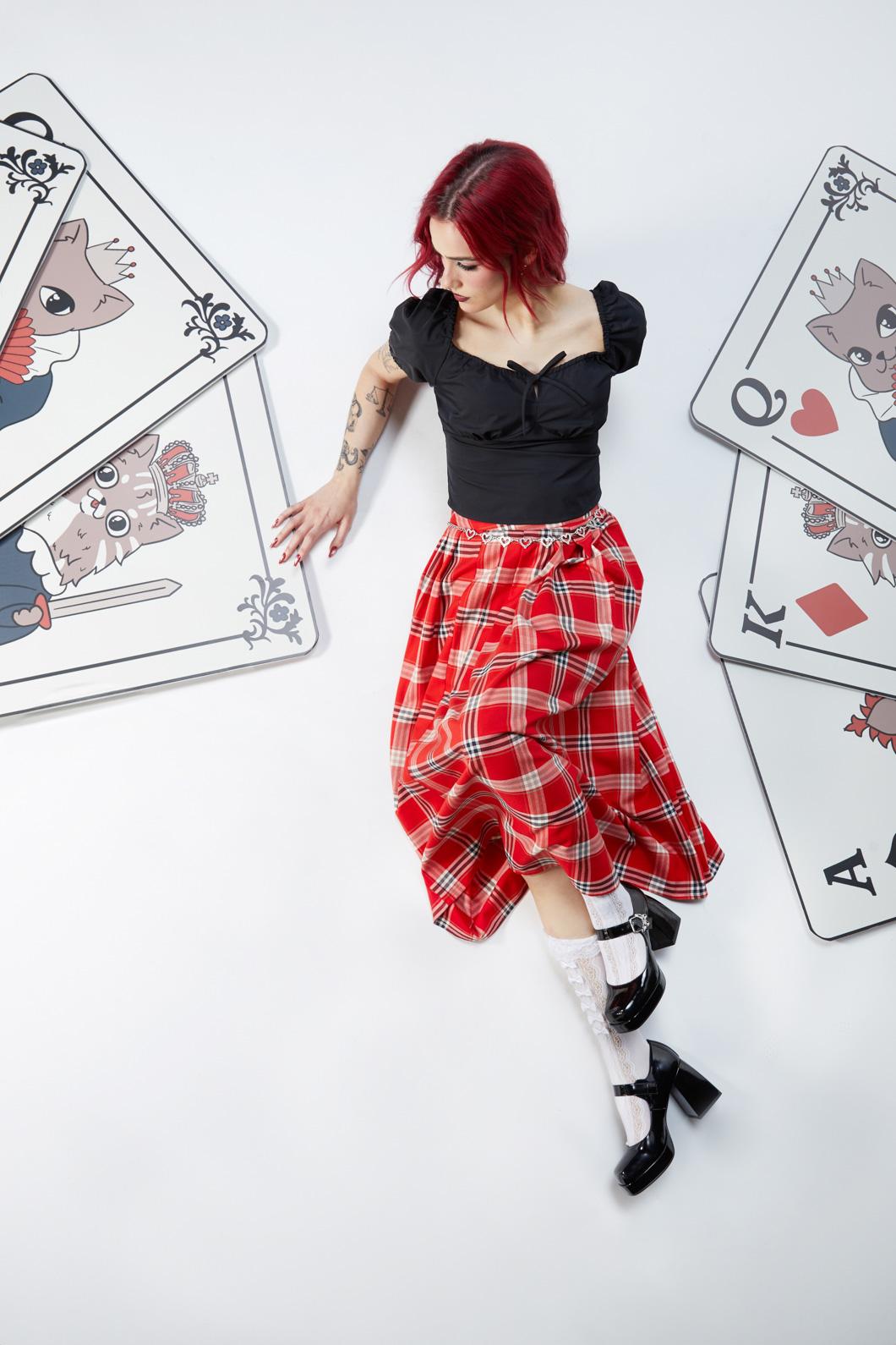 Stylish Queen Of Cats Cotton Tartan Women's Skirt
