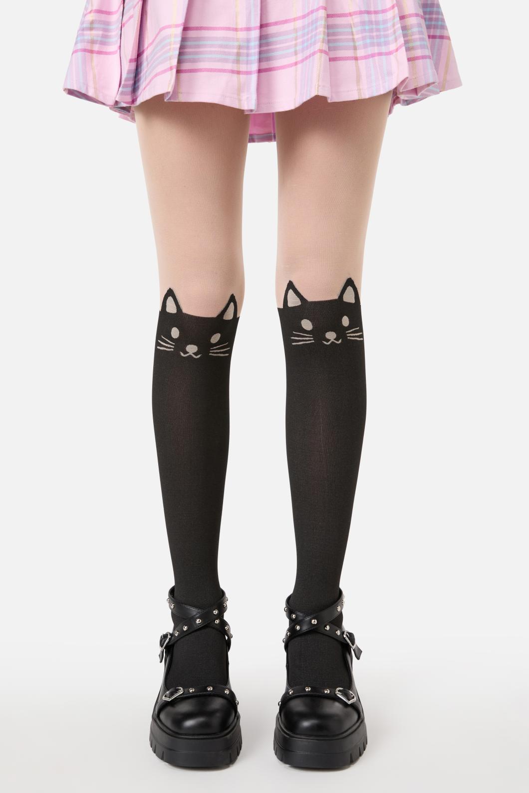 Adorable Full-Length Cat Face Design Tights with Generous Stretch