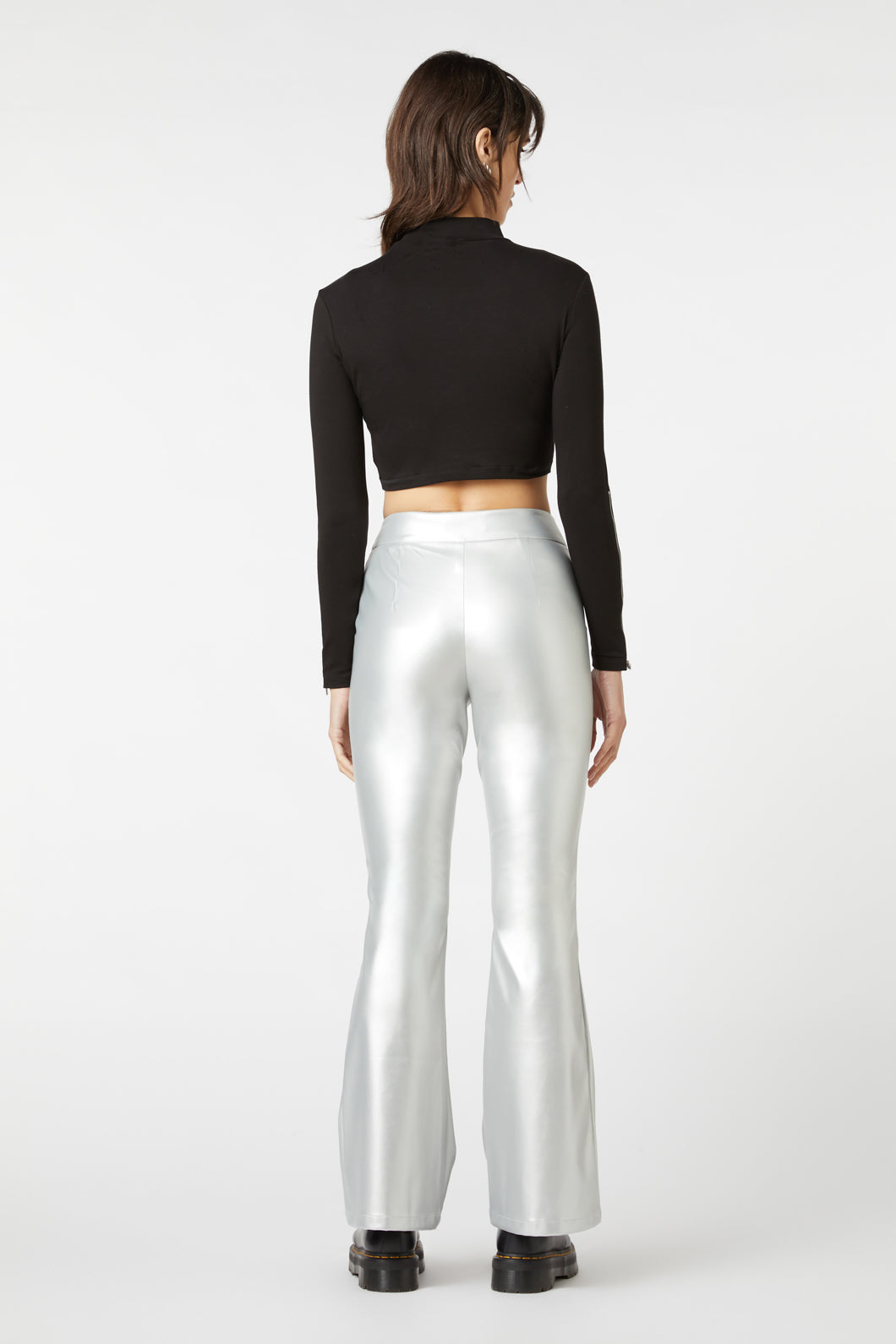 Black Cotton Jersey Cropped Radioactive Raver Zip-Up Top