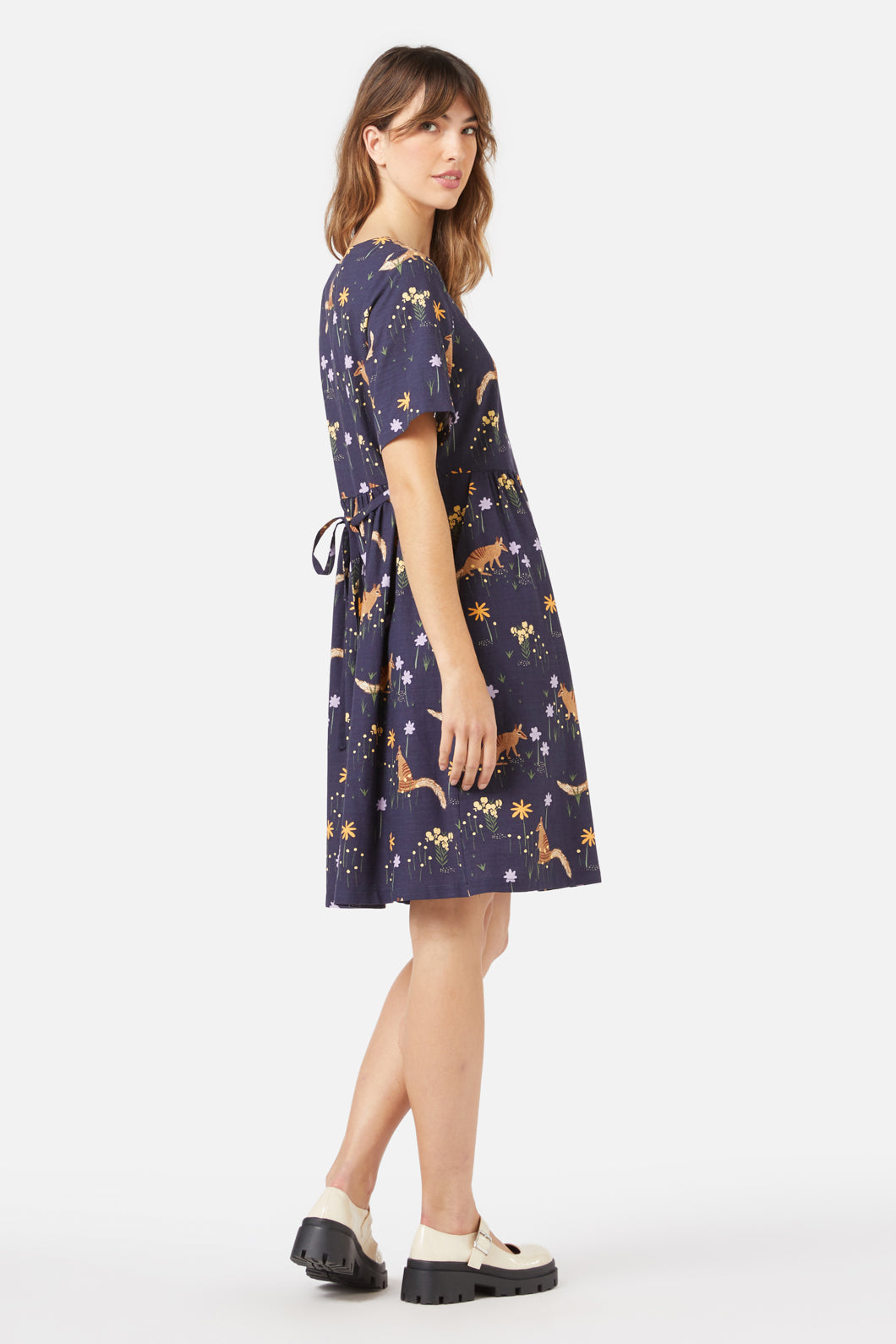 Australian Numbat Printed Mini Short Sleeve Smock Dress