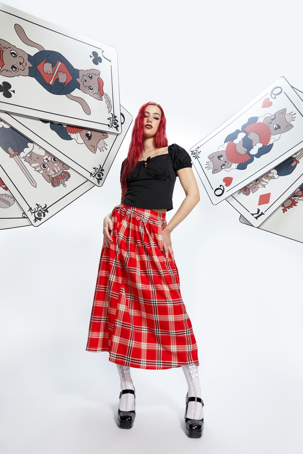 Stylish Queen Of Cats Cotton Tartan Women's Skirt