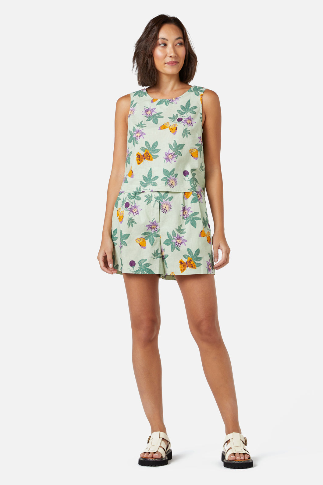 Lightweight Mint Passionfruit Printed Shell Summer Top