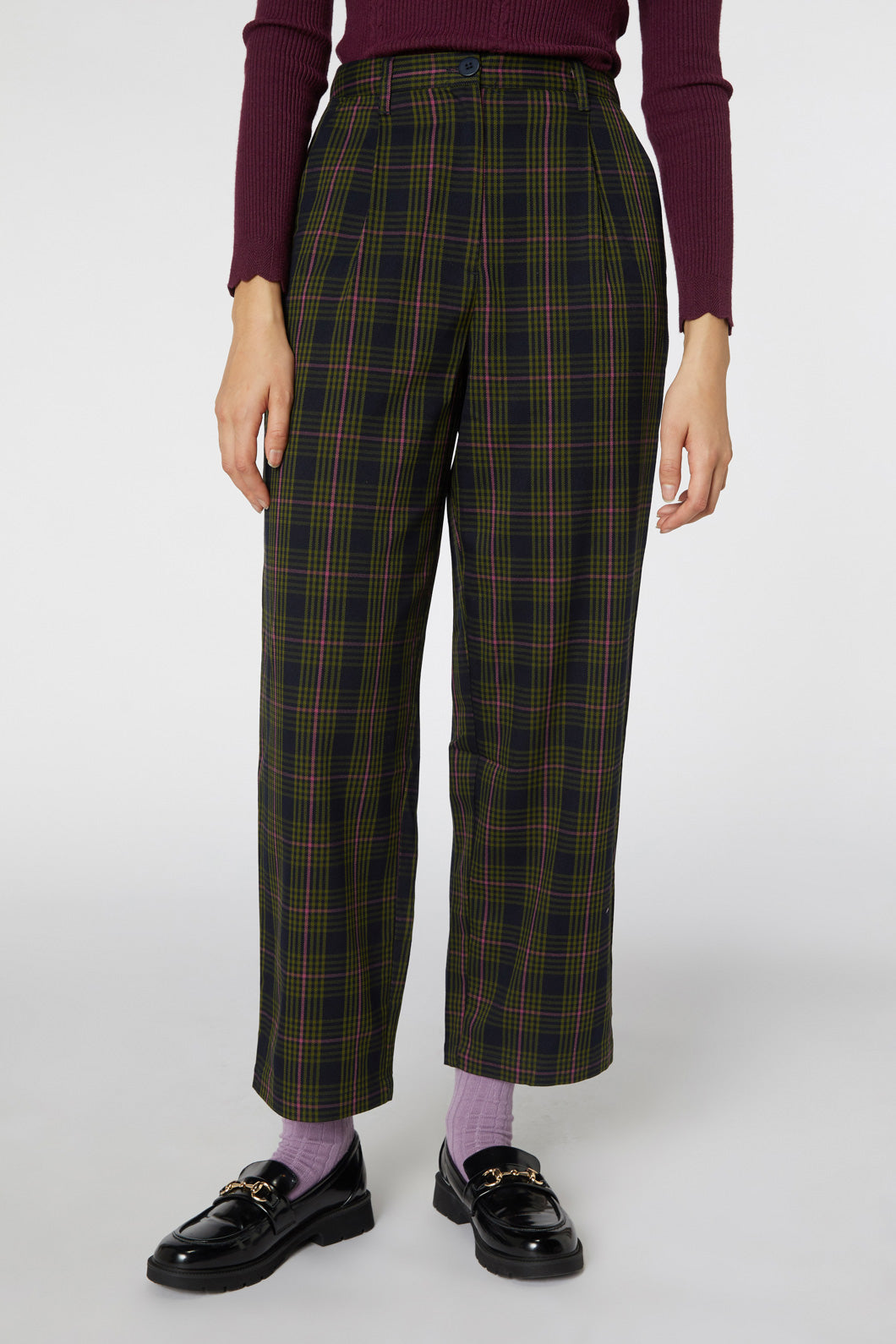Stylish Molly Check Patterned Tapered Dress Pants