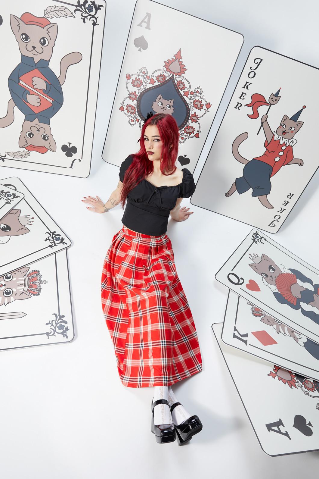 Stylish Queen Of Cats Cotton Tartan Women's Skirt