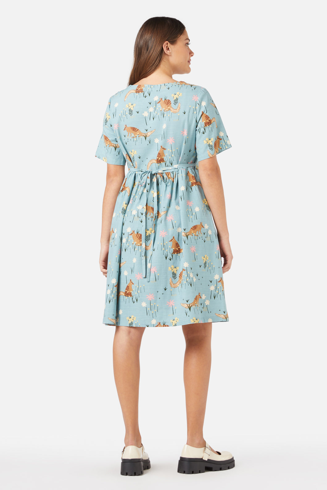 Australian Numbat Printed Mini Short Sleeve Smock Dress