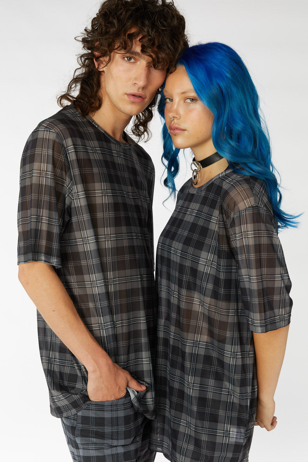 Stylish Oversized Tartan Print Mesh Tut Tut Tee