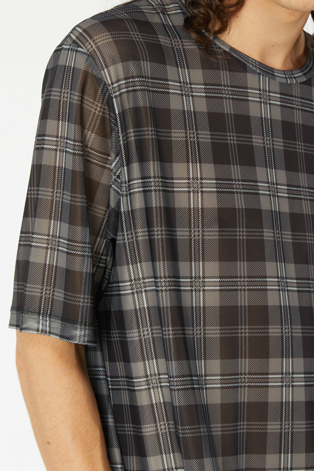 Stylish Oversized Tartan Print Mesh Tut Tut Tee