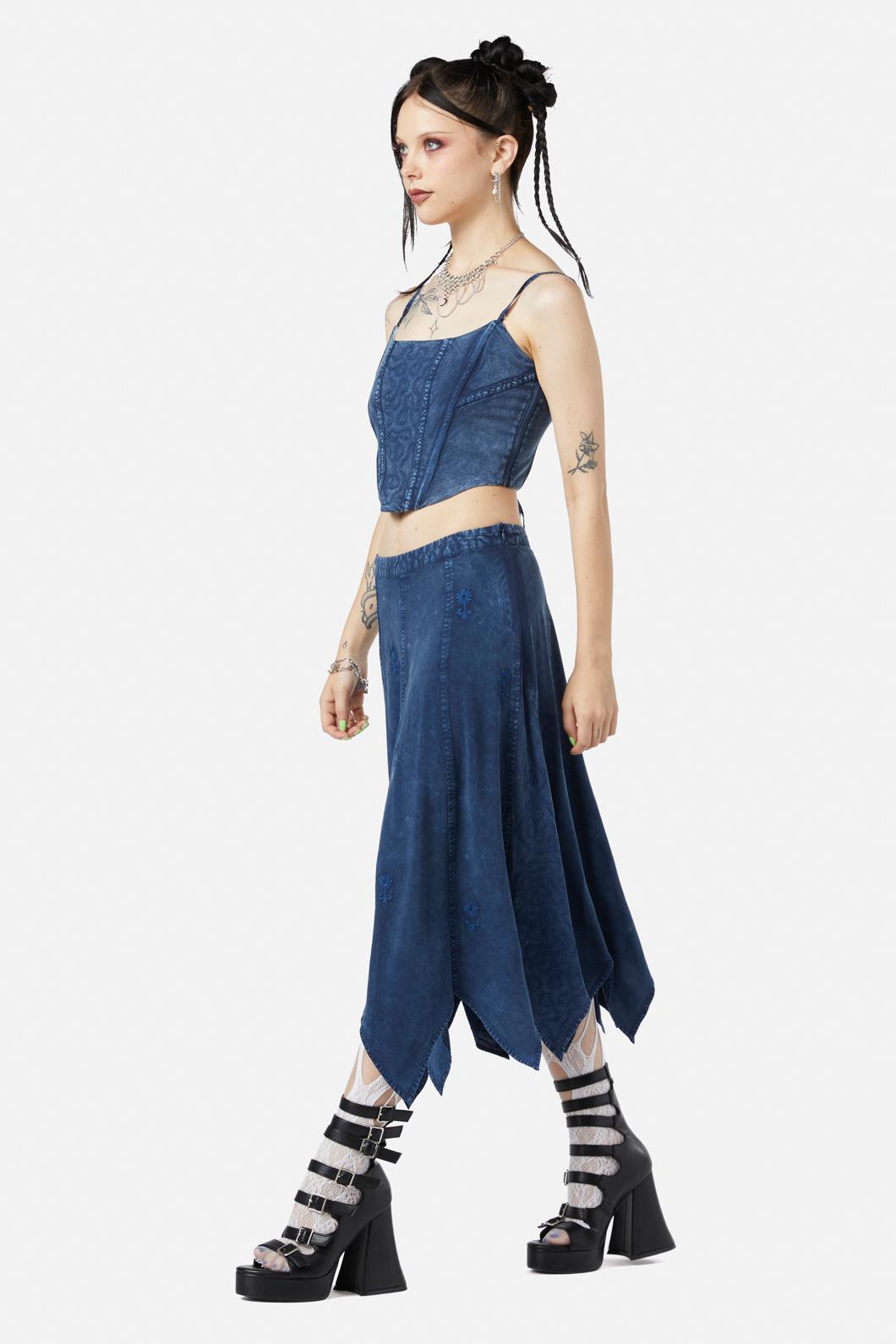 Whimsical Cotton Ladies' Skirt with Embroidery Panel