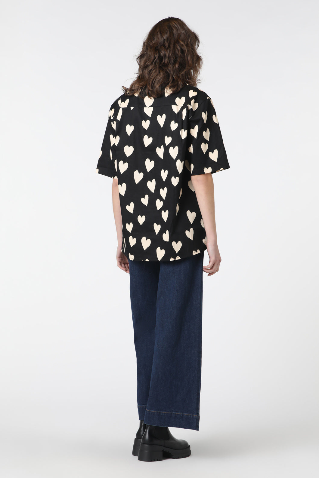 Softened Cotton Unisex Two - Tone Heart Print Shirt