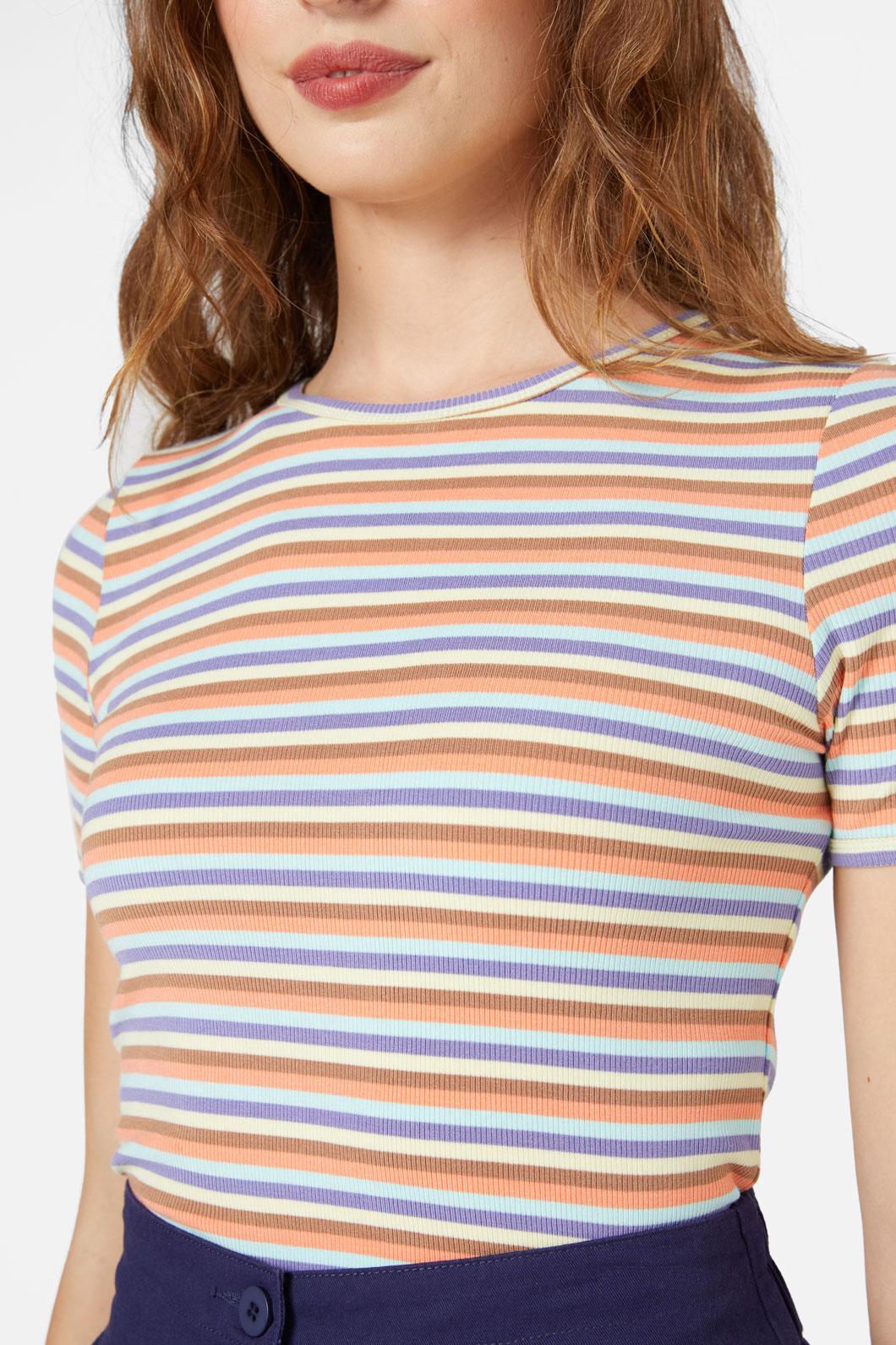 Jennifer's Multi-colored Striped Short Sleeve Baby Tee