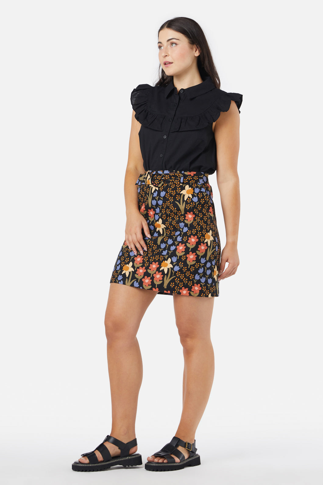 Winona Scandinavian Inspired Floral Print Mini Skirt for Women