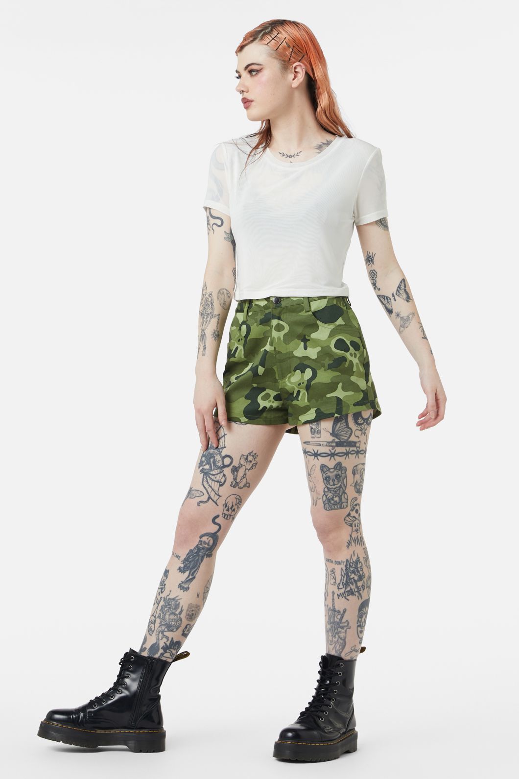 Eliza Stretchy Cropped Mesh Top in Black & White