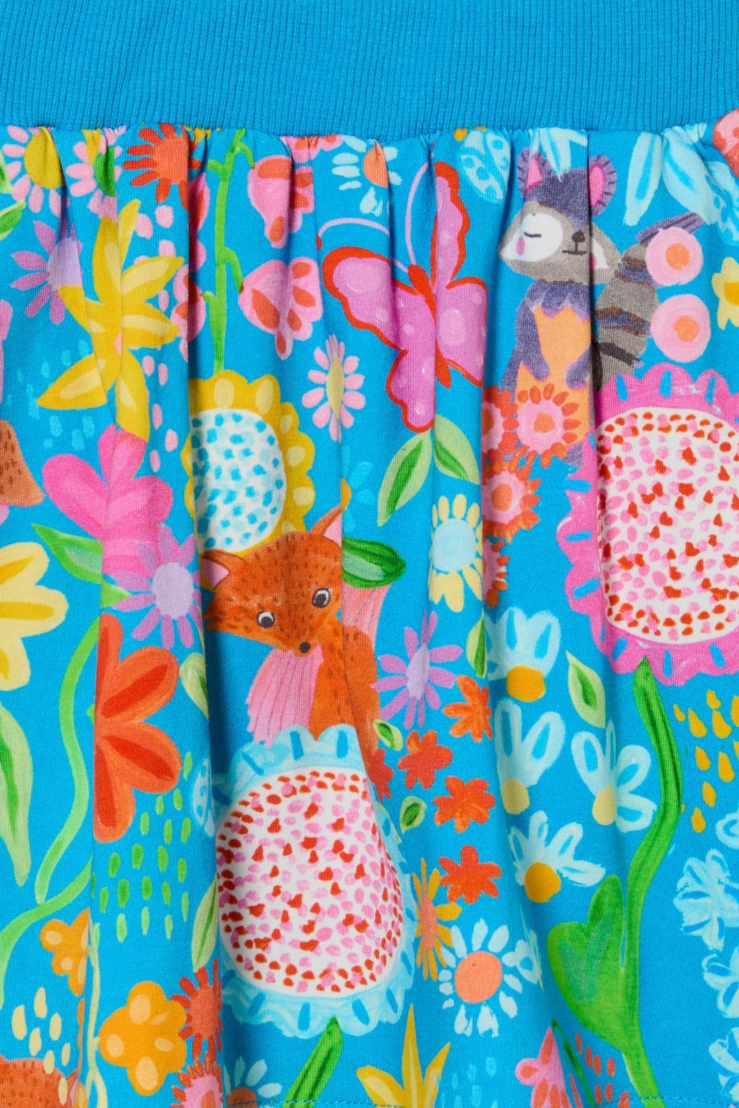 Soft Cotton Printed Folk Flower Terry Skirt for Kids