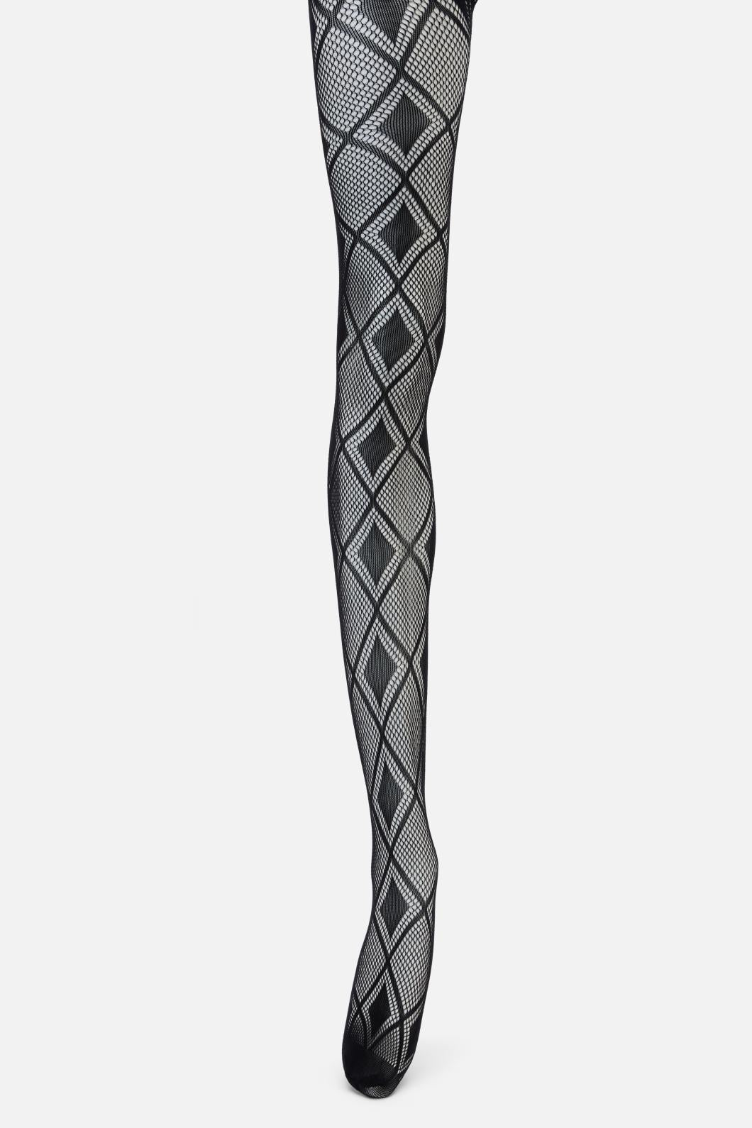 Stylish Diamond Patterned Fishnet Tights