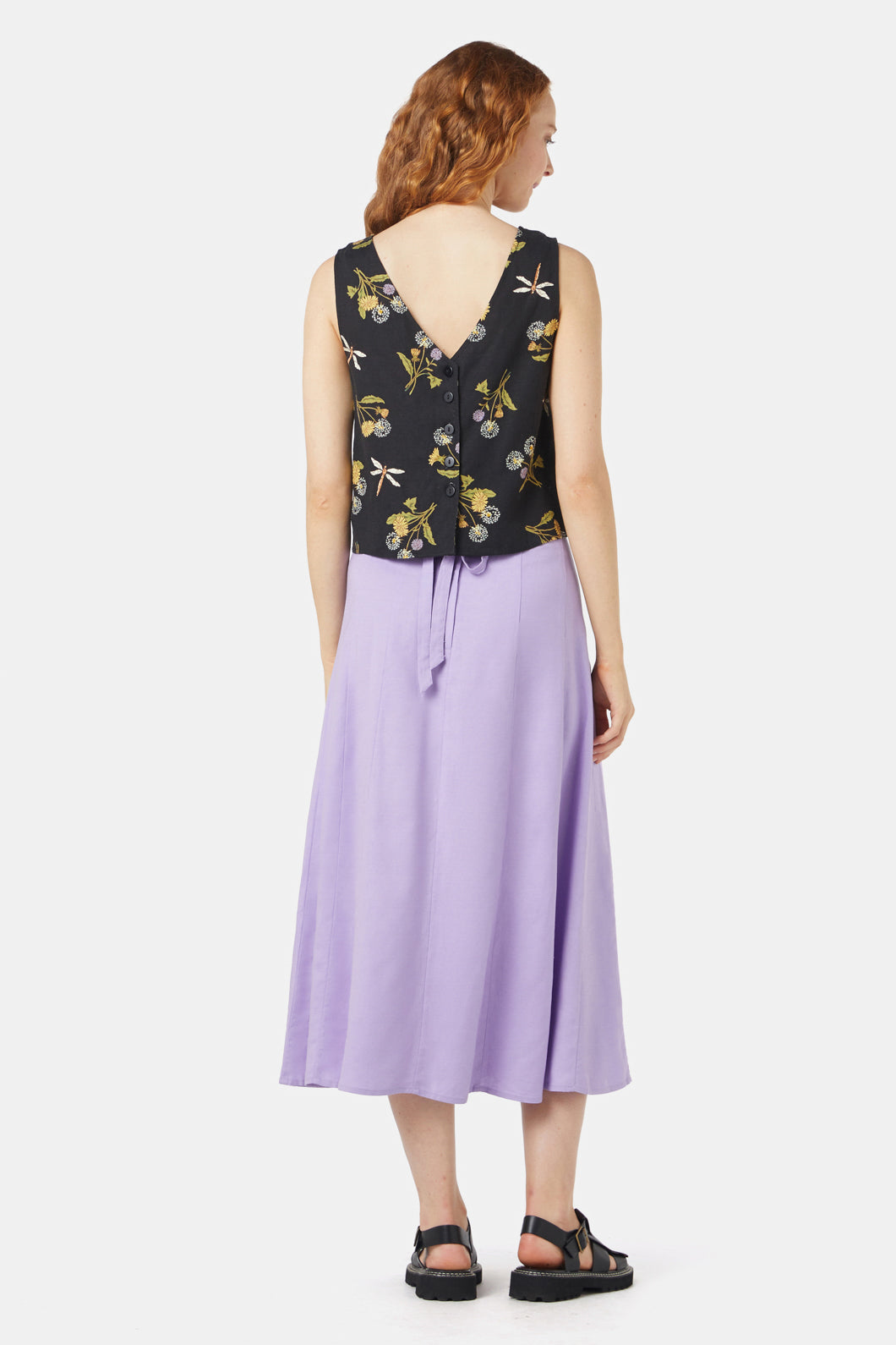 Summer Dandelion Patterned Sleeveless Shell Top for Women