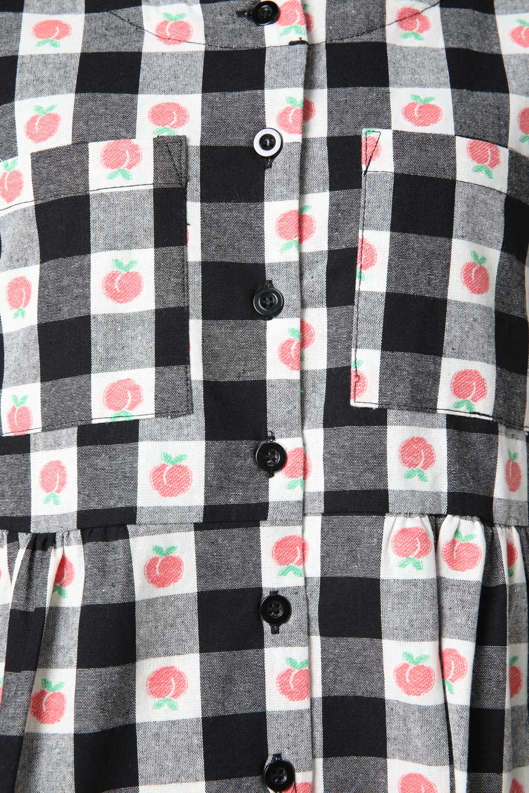 Women's Organic Peach Gingham Smock Style Dress with Chest Pocket