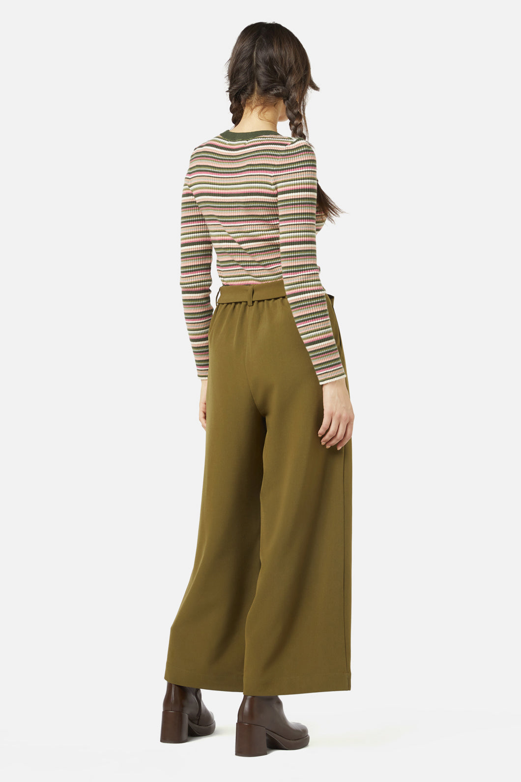 Relaxed High-Waisted Dani Pant in Rust and Olive