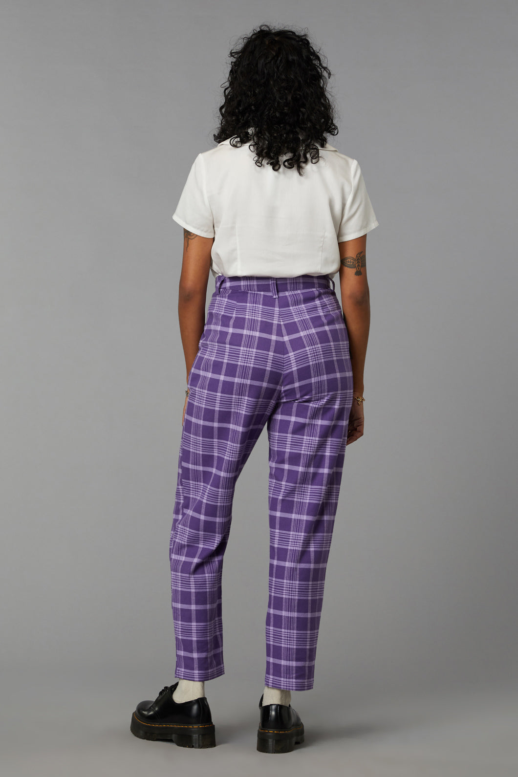 Organic Cotton Wisteria Tartan Peg Pants