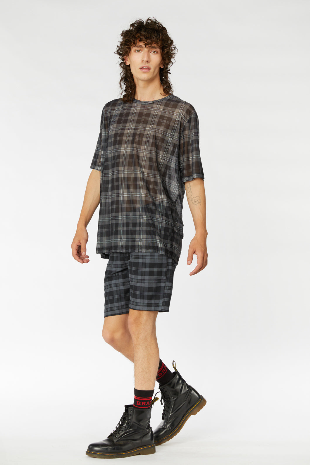 Stylish Oversized Tartan Print Mesh Tut Tut Tee